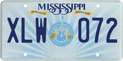 MS license plate XLW072