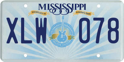 MS license plate XLW078