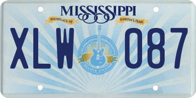MS license plate XLW087