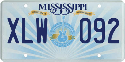 MS license plate XLW092
