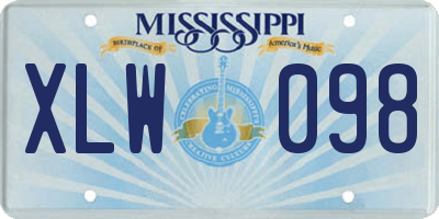 MS license plate XLW098