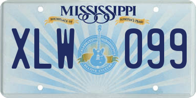 MS license plate XLW099