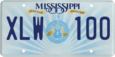 MS license plate XLW100