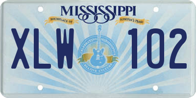 MS license plate XLW102