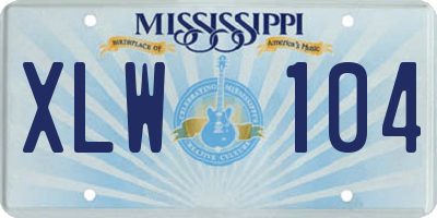 MS license plate XLW104