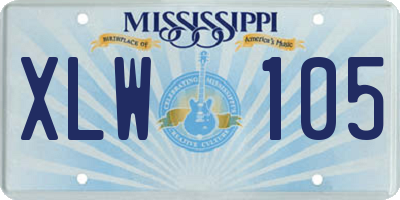 MS license plate XLW105