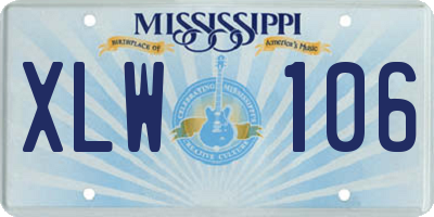 MS license plate XLW106