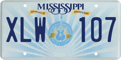 MS license plate XLW107