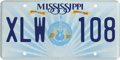 MS license plate XLW108