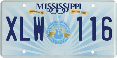 MS license plate XLW116