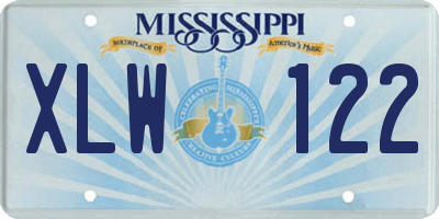 MS license plate XLW122