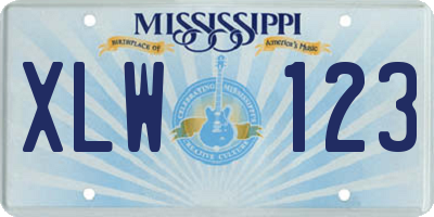 MS license plate XLW123