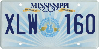 MS license plate XLW160