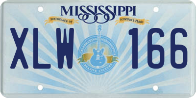 MS license plate XLW166