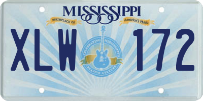 MS license plate XLW172
