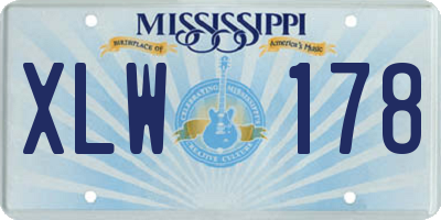 MS license plate XLW178