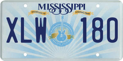 MS license plate XLW180