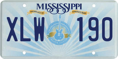 MS license plate XLW190