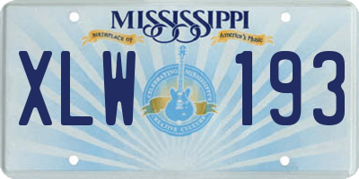 MS license plate XLW193
