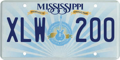 MS license plate XLW200