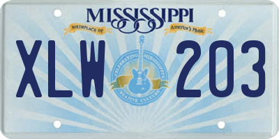 MS license plate XLW203