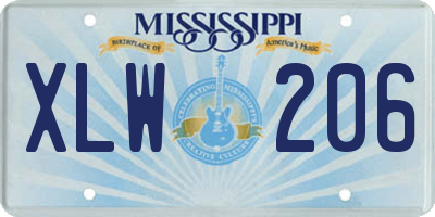 MS license plate XLW206