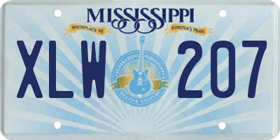 MS license plate XLW207