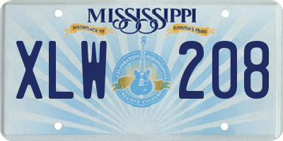 MS license plate XLW208