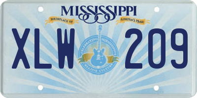 MS license plate XLW209