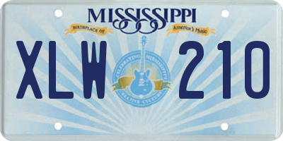 MS license plate XLW210