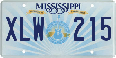 MS license plate XLW215