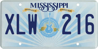MS license plate XLW216