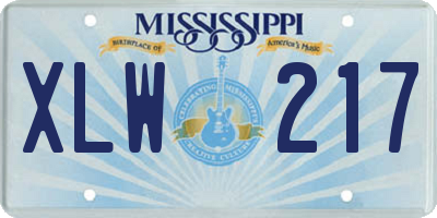 MS license plate XLW217