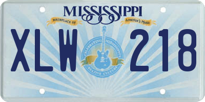 MS license plate XLW218