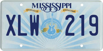 MS license plate XLW219