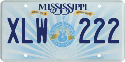 MS license plate XLW222