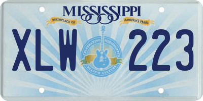 MS license plate XLW223