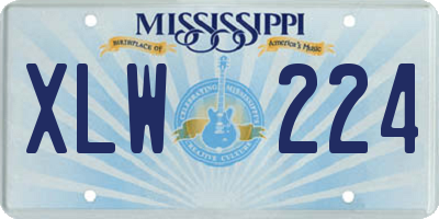MS license plate XLW224