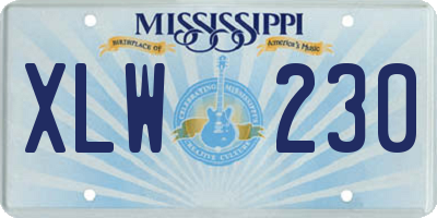 MS license plate XLW230