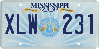 MS license plate XLW231