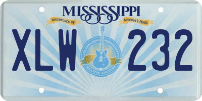 MS license plate XLW232