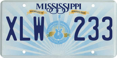 MS license plate XLW233