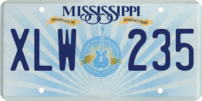 MS license plate XLW235