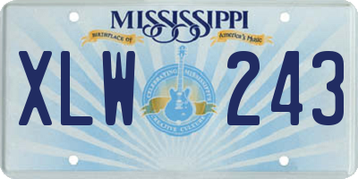 MS license plate XLW243