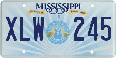 MS license plate XLW245