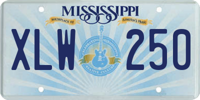 MS license plate XLW250