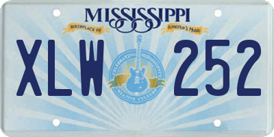 MS license plate XLW252