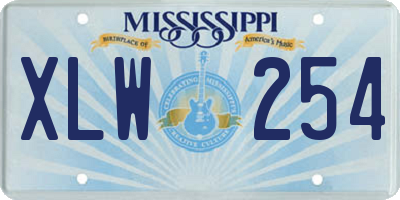 MS license plate XLW254