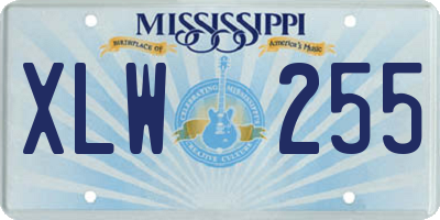 MS license plate XLW255