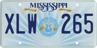 MS license plate XLW265